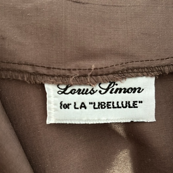 Beautiful Louis Simon silk jacket and skirt set for La Libellule in brown. - Picture 3 of 3